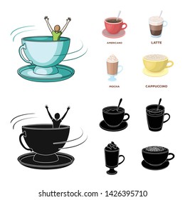 Vector design of cup and coffe symbol. Collection of cup and top vector icon for stock.