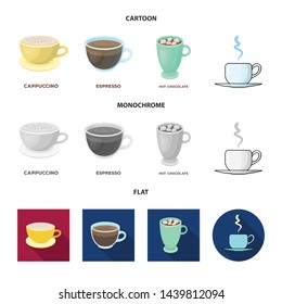 Vector design of cup and coffe symbol. Collection of cup and top vector icon for stock.