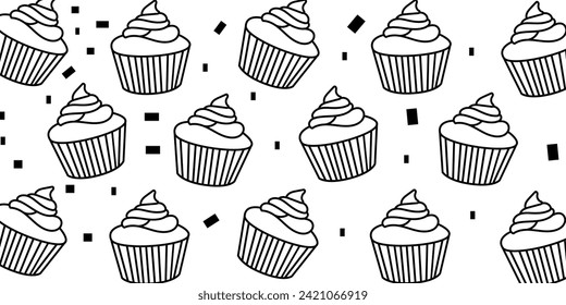 vector design of cupcake in the form of a smales pattern, suitable for backgrounds, posters, or printed on fabric