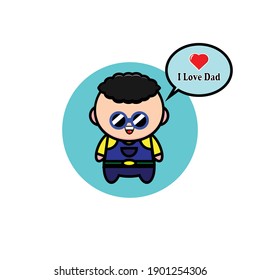 Vector design of curly haired boy wearing saying i love dad