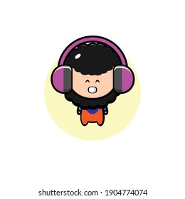 Diseño vectorial de gente de cabello rizado escuchando música