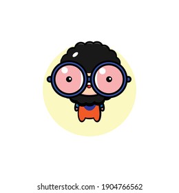 Diseño vectorial de una persona de pelo rizado que usa gafas