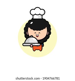 Diseño vectorial de una persona de cabello rizado como chef
