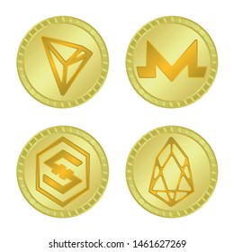 Vector design of currency and bitcoin sign. Collection of currency and internet stock symbol for web.