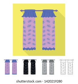 Vector design of curtain and window sign. Set of curtain and material stock vector illustration.