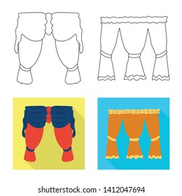 Vector design of curtains and drapes icon. Set of curtains and blinds stock symbol for web.