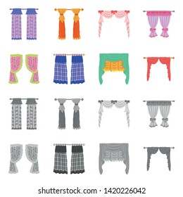 Vector design of curtains and drapes icon. Collection of curtains and blinds stock vector illustration.