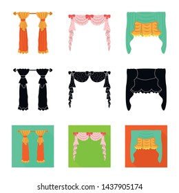 Vector design of curtains and drapes icon. Set of curtains and blinds vector icon for stock.