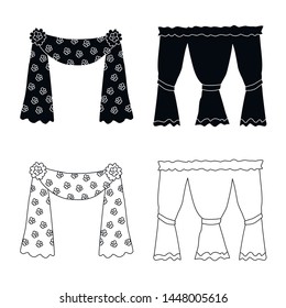 Vector design of curtains and drapes icon. Collection of curtains and blinds vector icon for stock.