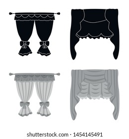Vector design of curtains and drapes icon. Collection of curtains and blinds stock symbol for web.