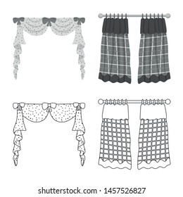 Vector design of curtains and drapes icon. Collection of curtains and blinds stock vector illustration.