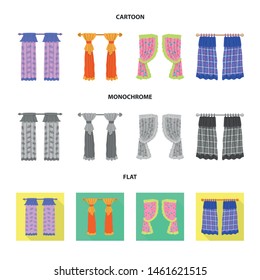 Vector design of curtains and drapes icon. Collection of curtains and blinds stock symbol for web.