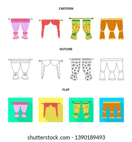 Vector design of curtains and drapes sign. Set of curtains and blinds vector icon for stock.