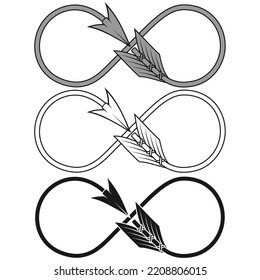 Vector design of curved arrow in the shape of the infinity symbol