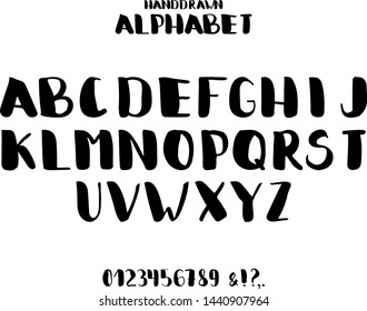 Vector design. Customized color brush alphabet. Lettrs and numbers. For covers, printing on fabric, invitations, cards, blog posts.