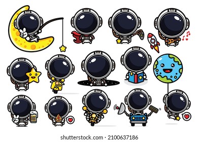 Vector design of cute astronaut characters