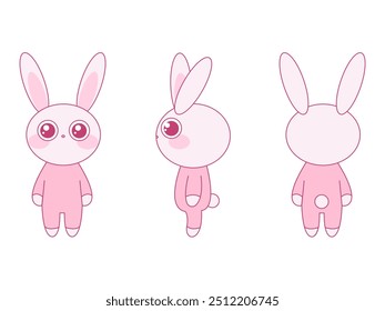 vector design of cute baby bunny in pink pajamas