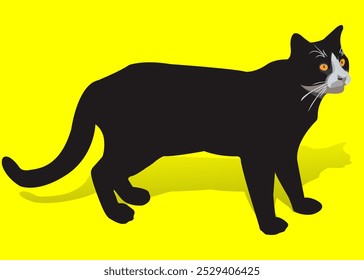 design vetorial de um gato preto bonito pronto para a presa