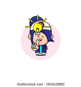 Vector design of cute blue girl having ideas