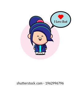 Vector design of cute blue lady will say i love dad