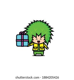 Vector design of cute boy giving gifts