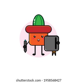 Vector design of cute cactus pot carrying stationery