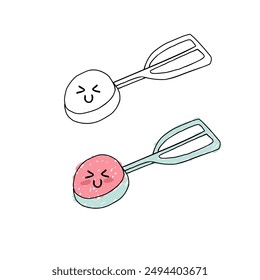 Imagen de helado de carácter lindo del diseño del Vector conveniente para el tema de la comida, pegatina, Plantilla, vacaciones, contenido de los niños