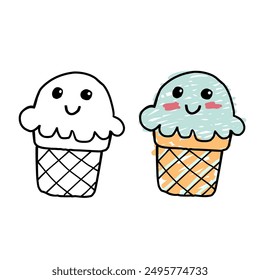 vector design cute character ice cream image suitable for food theme, sticker, template, holiday, kids content