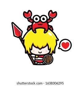vector design of cute characters with crabs