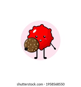 Vector design of cute cherries eating onde