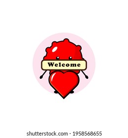 Vector design of cute cherries saying welcome