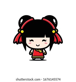 Vector Design Of A Cute Chinese Girl Character