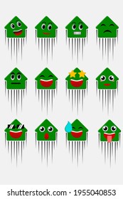 Diseño vectorial de juegos de caracteres de descarga lindos con diferentes expresiones sobre fondo blanco