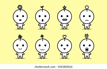 Vector design of cute emoticon white man.