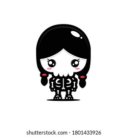 Diseño vectorial de un lindo personaje de cráneo femenino