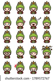 vector design of cute frog mascot set