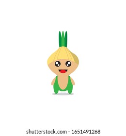 vector design cute garlic mascot