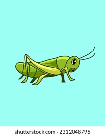 Vector design cute grasshopper, vector grasshopper, cute grasshopper, grasshopper cartoon. 