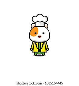 Vector design of cute guinea pig to be a chef