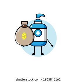 Vector design of cute hand sanitizer carrying treasure