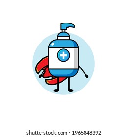 Vector design of cute hand sanitizer wearing red robe