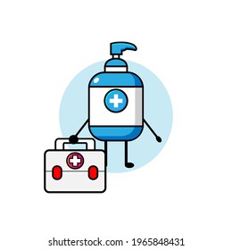 Vector design of cute hand sanitizer carrying medicine bag