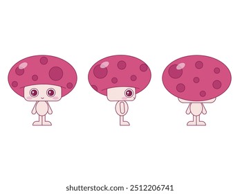 vector design of cute mushroom with 3 sides