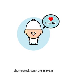 Vector design of cute Muslim boy saying I love dad