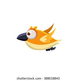 Vector Design Cute Orange Canary Mid-air On White Background