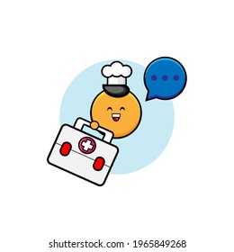 Vector design of cute orange character carrying a medicine bag