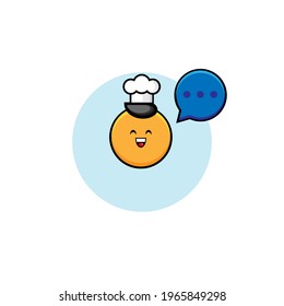 Vector design of cute orange character wearing a chef's hat