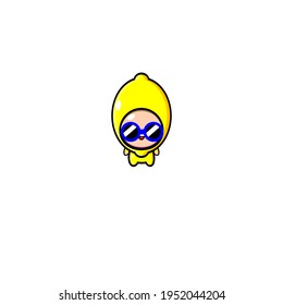 Vector design of cute orange mascot with blue glasses