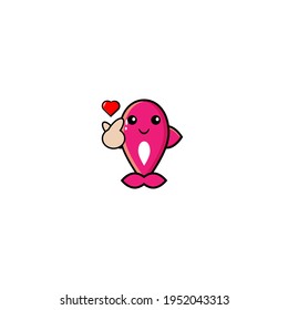 Vector design of cute pink fish in love pose