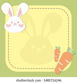 Vector Design of Cute Rabbit Characters- Advertising Poster or Flyer Template with a White Bunny - Vector.